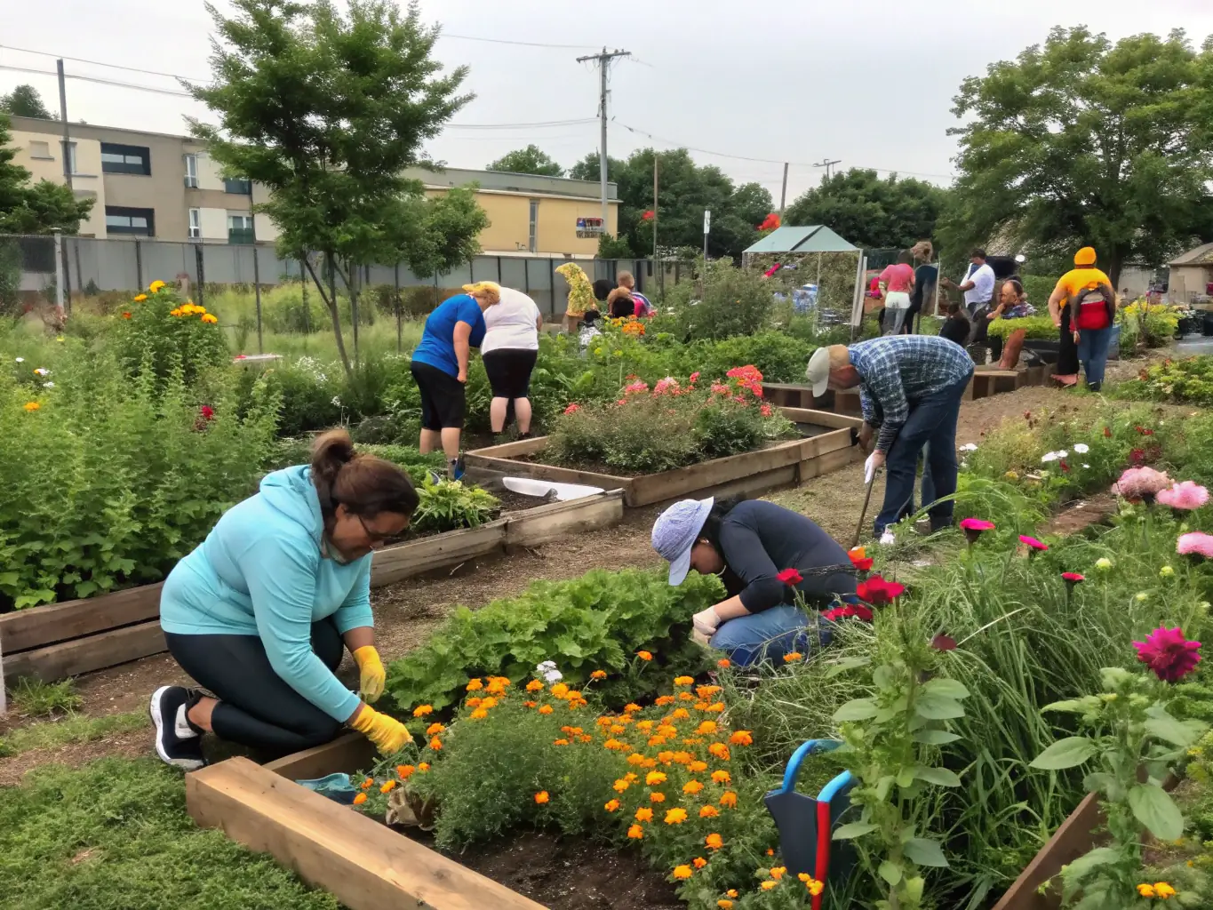 A heartwarming image of community members participating in a gardening workshop organized by FOYER RURAL NANCRASSIEN, emphasizing the organization's commitment to environmental initiatives and community involvement.