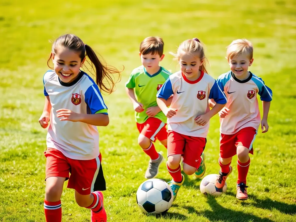 Children participating in a sports clinic organized by the organization, learning new skills and having fun, highlighting the organization's focus on youth development and promoting healthy lifestyles.