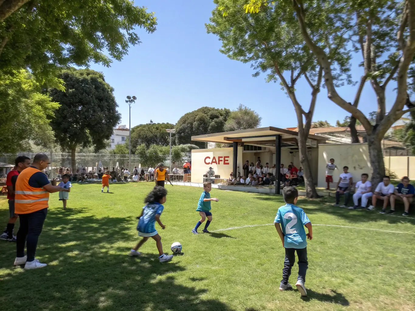 An action shot of a local sports team, sponsored by FOYER RURAL NANCRASSIEN, competing in a regional tournament, highlighting the organization's support for sports and active lifestyles.